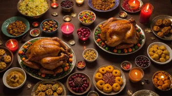 Thanksgiving, Diwali, familietraditioner, kulturelle ritualer, fællesskab, madtraditioner